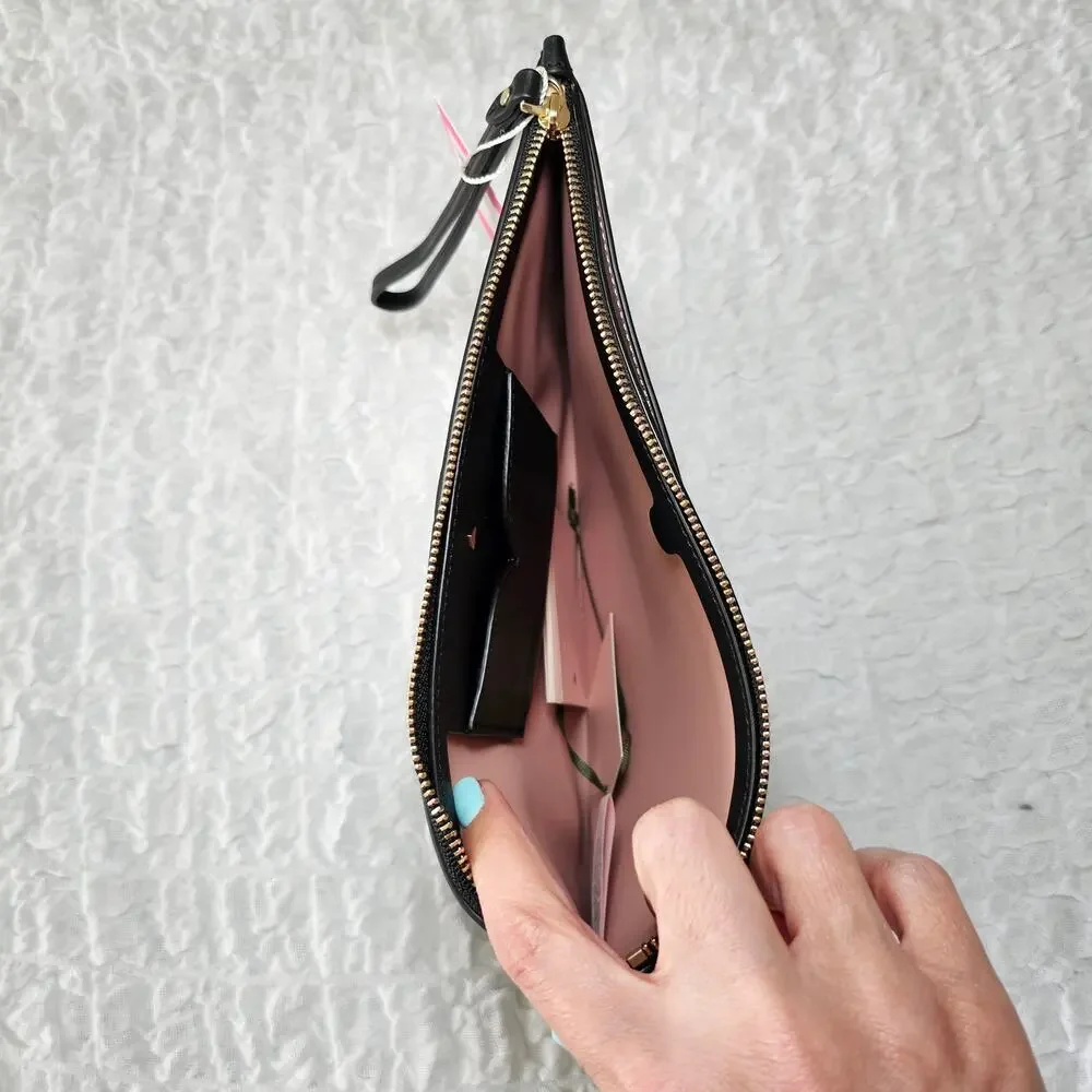 Kate Spade Nicola Bicolor Large Pouch Wristlet black and white